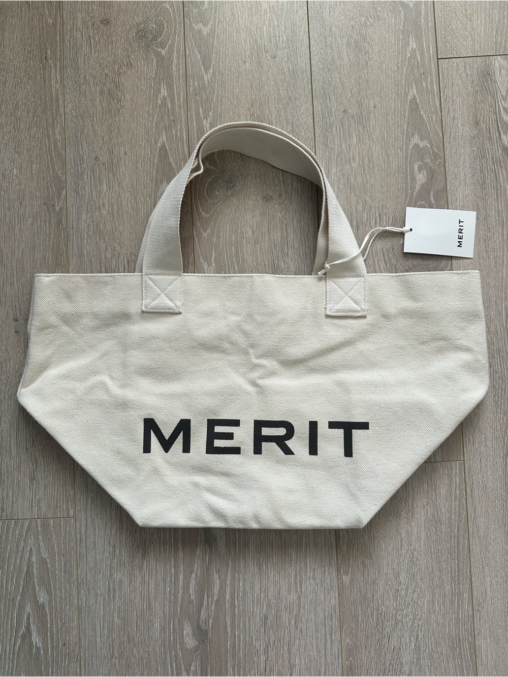 Merit Beauty The Everything Bag Canvas Tote Bag Everyday Cream NWT New